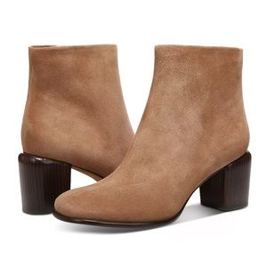 VINCE - Maggie Zip Up Block Heel Booties Brown Suede Boots Size 8.5